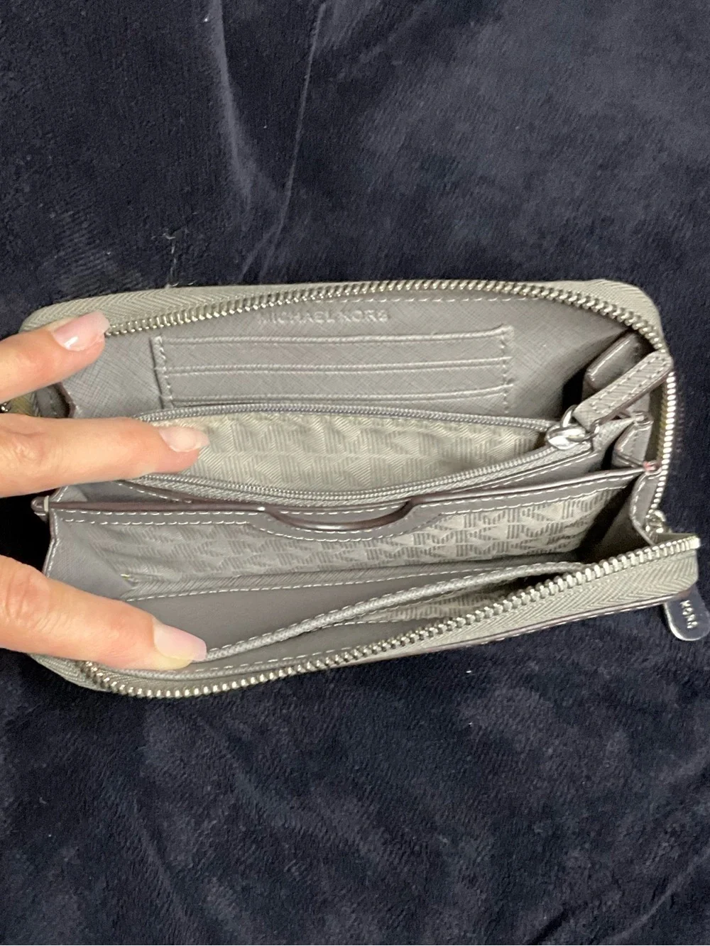 Michael Kors Gray Zip-Around Wallet with Interior Card Slots